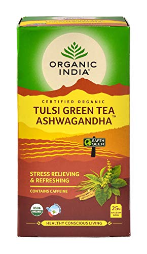 Organic India - Tulsi Green Tea Ashwagandha 25 Tea Bag (Pack of 1) - India