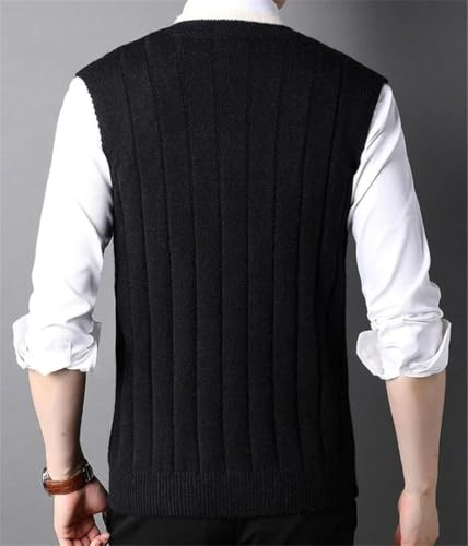 Men's Knit Sweater Sleeveless Striped Waistcoat Vest Beige Cable Knit Pullover4