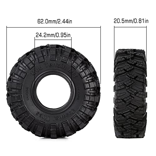 Injora 1.0 Tires-S5 Mud Terrain Crawler Tires For Trx4M Scx24 Fcx24 Ax24 Upgrade Parts, 62 * 20.5Mm,T1007 #TOP5