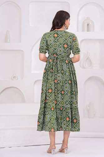 Image of Stylish Women's Pure Cotton All Over Printed Kurti Gown, Maternity Dress, and Feeding Dress - Comfortable and Elegant Maternity Wear for Women