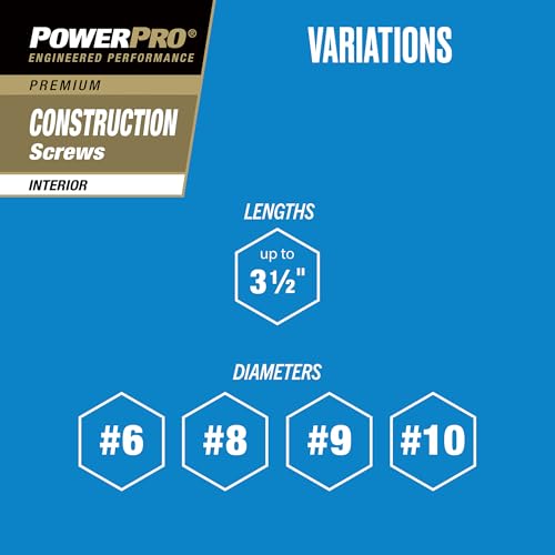 Power Pro 48583 Wood Screws, #9 x 2-1/2, Premium Star Drive Indoor Cabinet Screws, Gold Yellow Zinc, 1lb Box - Thumbnail 6