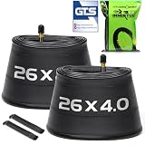 2 Pack 26x4 Fat Bike Tube with AV 32mm Valve, Premium Butyl Rubber 26 x 3.50 26x3.60 26x3.80 Fat Tire Bike Tubes with 2 Tire Levers, 26x4 Bike Tube for Road/MTB/E Bike by Hydencamm(2 of One Size)