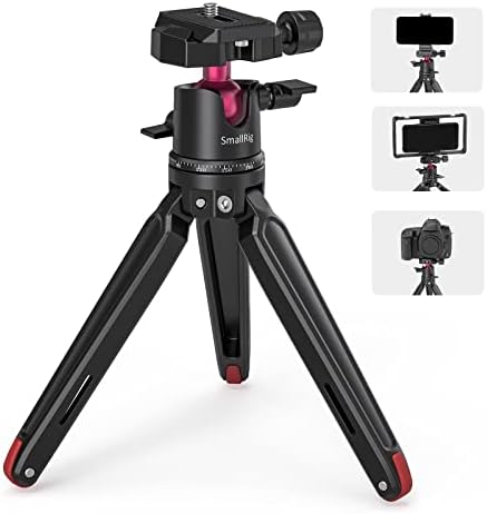 SmallRig Mini Tripod for Camera, Updated Desktop Tabletop Tripod with Arca-Type Compatible QR Plate, 360° Ball Head and 1/4 Screws Portable for Compact Cameras DSLRs, Phone, Gopro - BUT2664
