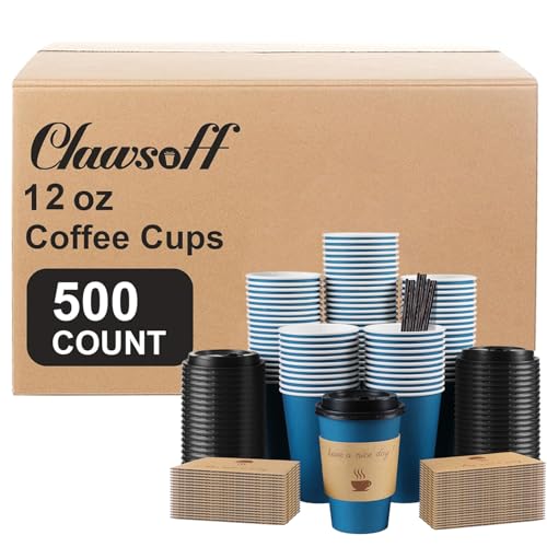 Clawsoff 12 oz Coffee Cups with Lids