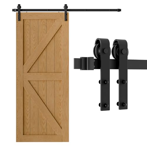 ETIASQSA 183CM/6FT Schiebetürbeschlag Schiebetürsystem Gleitschiene Holzschiebetür Schwarz Geeignet für individuelle Schiebetüren
