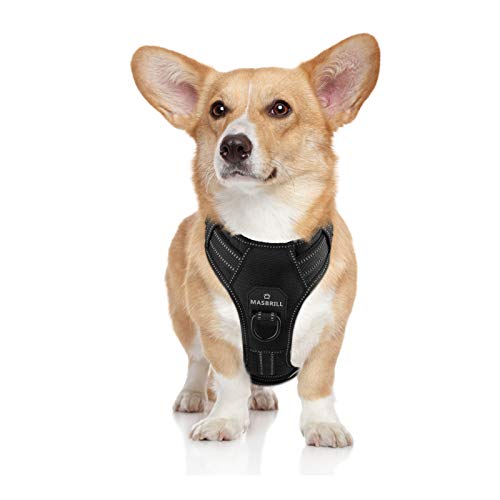 MASBRILL Dog Harness, No Pull Pet Vest Harness with 2 Leash Rings and Easy Control Handle, Reflective Breathable Soft Padded Dog Vest, Adjustable Harness for Small Medium Large Dogs