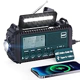 Mesqool 5000mAh Emergency DAB+/FM Radio with Rechargeable Battery, Solar Wind Up Charging, Torch, Reading Light & USB Power Bank, Portable for Camping, Hiking & Outdoor