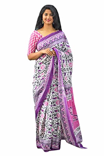 Sari pour les femmes Ikat Jaipur en pur coton pour vos fêtes d'été