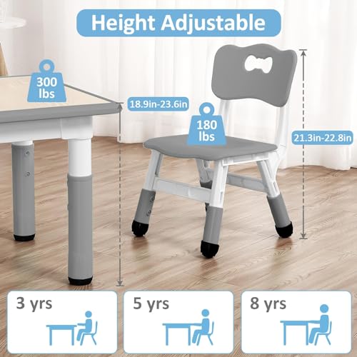 Image of Kids Table and Chairs Set, Height Adjustable Activity Desk (Ages 2-10) - Graffiti & Arts Crafts Desktop with Non-Slip Legs, 300lbs Max Load, Multi-Use for Home, Classrooms & Daycares