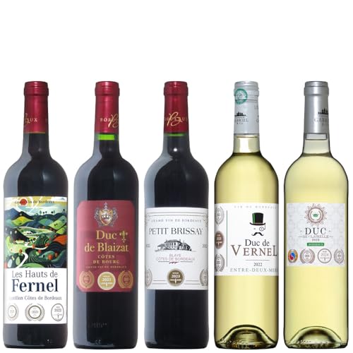 vinexio-ヴィネクシオ- 全て金賞受賞 ボルドー 赤白飲み比べ 赤ワイン3本 白ワイン2本 5本セット 750ml×5の商品画像（Amazon）