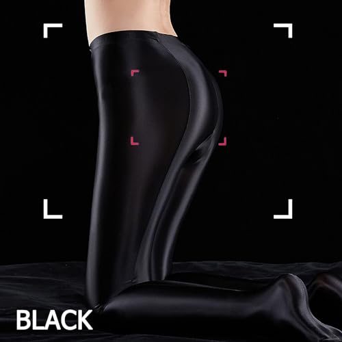 Image of HTRUIYA Shiny Pantyhose for Women Glossy Stocking Pantyhose Wet Look Sparkly Tights for Dance Leggings