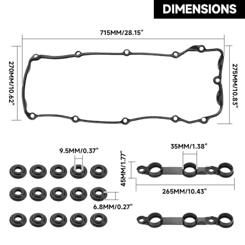 Image of Engine Valve Cover Gasket - Compatible for BMW Z4 /325i /325xi /330i /330xi 2003-2005 for BMW 525i /530i 2002-2005 - Replace Part 11120030496
