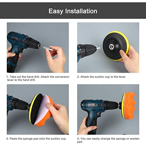 Garneck Kit de pastilha de polimento para furadeira de espuma de carro com almofadas de polimento pa