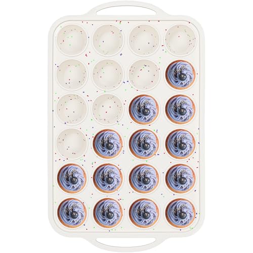 AOTASO Mini Muffin Pan 24 Cups Cream