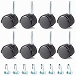 STOREX 8 X 360 Degree Rotated Win Wheels Castors With Inserts For Divan Bed Base Sofa Settee Office Chair (Black)