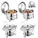 VEVOR Chafing Dish Buffet Speisenwärmer mit 4 Behältern in voller Größe (4,7 L pro), runder Catering-Wärmespender mit Deckel & Wasserpfanne & klappbarer Ständer, für Hochzeiten Partys Silber