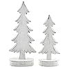 Auldhome design wooden christmas trees set of 2 distressed white tabletop handmade mango wood trees wrectangular base for holiday home decor  urban country home decor