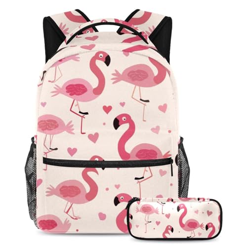 Sac à dos flamants roses avec trousse à crayons ensemble de cartables pour enfants et ados