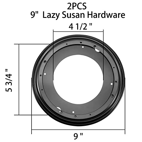 2Pack 9" Lazy Susan Hardware 5/16 Thick Turntable Bearing Swivel Plate 750Lbs Load Capacity Round Lazy Susan Turntable Base For Rotating Table, Serving Tray, Corner Shelves, Book Rack, Black #TOP2