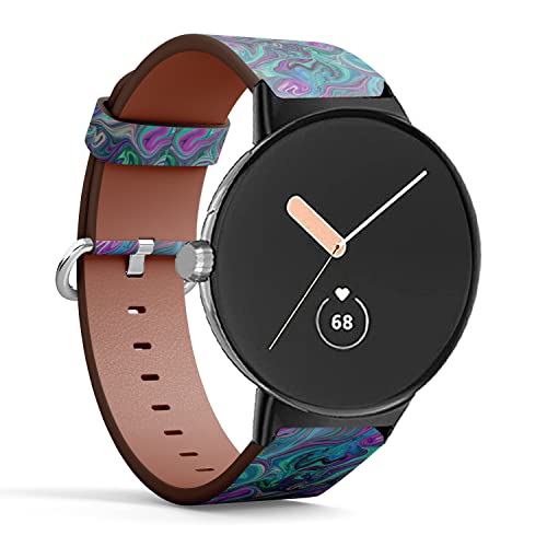 IKIKI-TECH-Compatibel-met-Google-Pixel-Watch-Marbel-Unique-Mother-Perl-Patroon-Vervanging-Vegan-Lederen-Band-voor-Google-Pixel-Watch