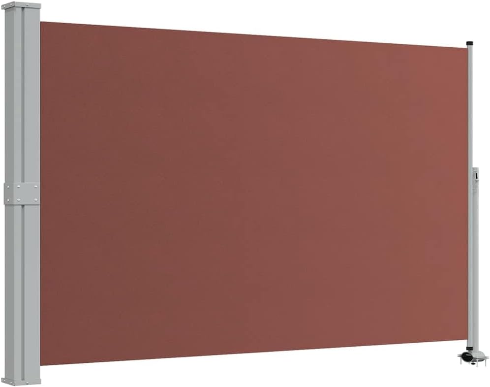 vidaXL Retractable Patio Side Awning - Brown Fabric with PU Coating and Powder-Coated Iron, Suitable for Terrace, Patio, Balcony - 160x300 cm