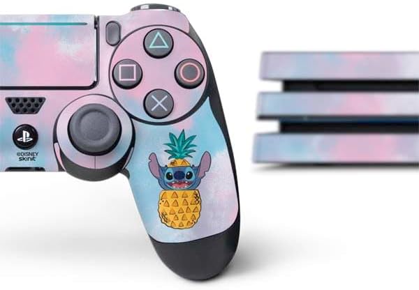 Skinit Decal Gaming Skin Compatible with PS4 Pro Bundle - Officially Licensed Disney Lilo and Stitch Pineapple Stitch Design