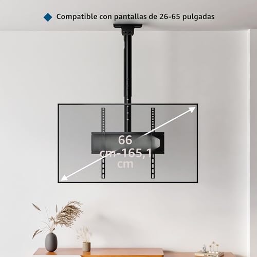 Miniatura 2 de Bontec Soporte Tv Techo Inclinable Y Giratorio, Altura Regulable En 6 Posiciones Para Tv De 26 A 65 Pulgadas, Soporte De Tv Techo Con Hasta 45 Kg, Máx. Vesa 400 X 400 Mm