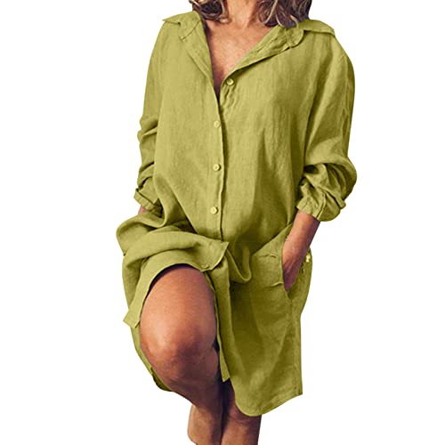 Robe chemise coton lin de qualité supérieure avec col boutonné
