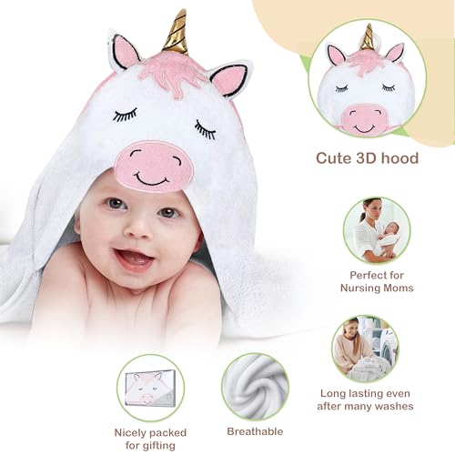 Image of OEKO-TEX 100% Organic Cotton Baby Toddler Bath Towel Ultra-Soft 33x33 in