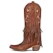 SaraIris Women's Brown Knee High Boots - Modern Western - Embroidered - Pull On - Pointed Toe - 8 US (8 CM Heel) - All Seasons - Casual, Shopping, Date, Party, Travel, Dress, Walking