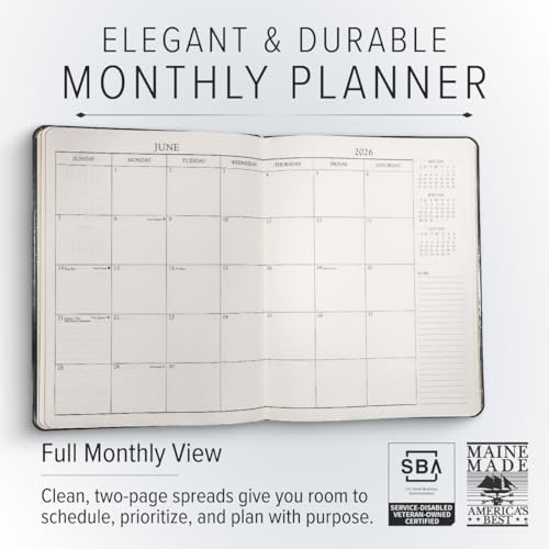 Gallery Leather Large Monthly Planner 2025-2026, Elegantly Bound Calendar Planner and Notebook with Stylish Gold-Gilded Page Edges, 18 Months - Floral Latte - 9.75x7.5" by Gallery Leather - Image 2