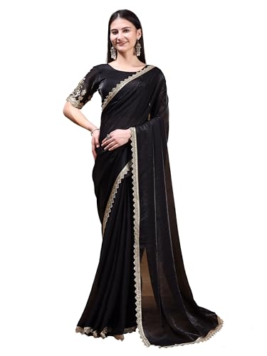 Sari en soie pour femme avec broderie fine et haut à confectionner