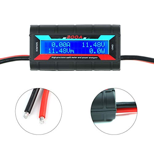 200A High Precision Power Analyzer Watt Meter Battery Consumption Performance Monitor with LCD Backlight for RC, Battery, Solar, Wind Power
