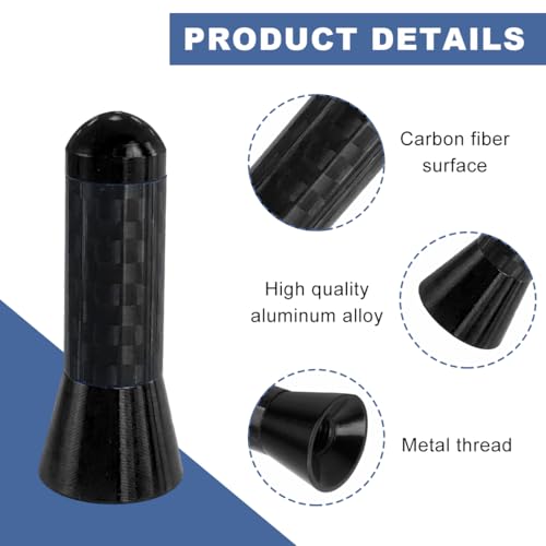 Gasedin Car Short Antenna, 1.37\" Carbon Fiber Antennas Replacement with Aluminum Screw, AM/FM Radio Reception Antenna for Most Cars, SUVs and Trucks, Universal Accessories (Short)