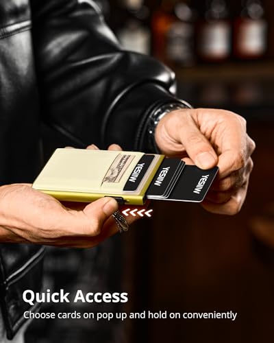 Image of YESIIW Credit Card Holder Wallet for Men RFID Blocking Slim Minimalist Metal Wallet with Money Pocket Contactless Card Protector