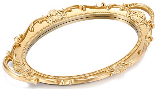Sooyee Decorative Tray,Bathroom Tray Vanity Tray Decor, Gold Tray Mirror Tray for Dessert Table,Coffee Table,Vanity,Home Decor,Serving Tray with Handle