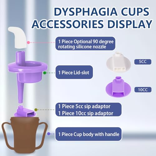 Image of Dysphagia Regulating Drinking Cup, Prevent Choking for Dysphagia /Dementia /Elderly,Dispenses 5cc or 10cc of Liquid Each time,Spill-Proof (Coffee /Purple)