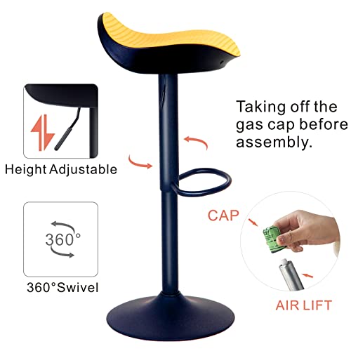 Youtaste Yellow Bar Stools Set Of 2 Backless Counter Height Barstools Adjustable Modern Swivel Saddle Seat Braided Bar Chairs For Home Kitchen Island #TOP4