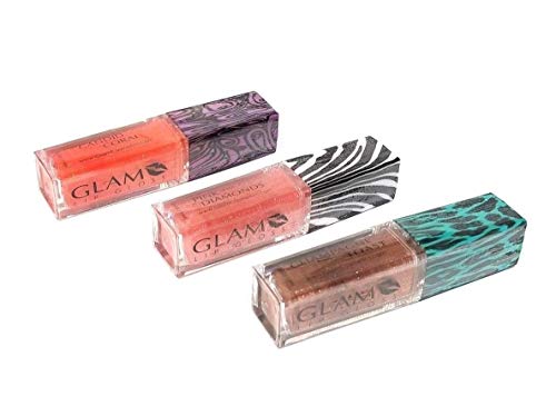 3-PACK | Glam Cosmetics | Push Button LED Light Up Lip Gloss with Side Mirror