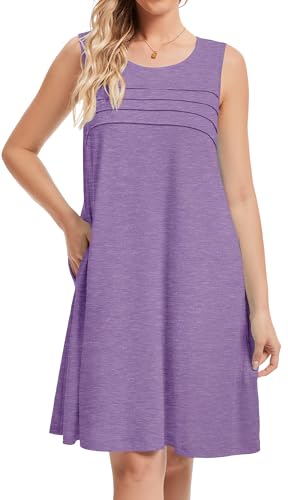 Image of CHICGAL Womens Summer Dresses Casual Loose Pleated Front Tshirt Sleeveless Tank Sundresses with Pockets 2026