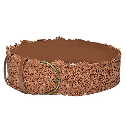 Lace Waist Belt Pin-Buckle Sweet Elegant Wrap Around Soft Leather Boho Corset for Womens Dresses Accessories - Main Image