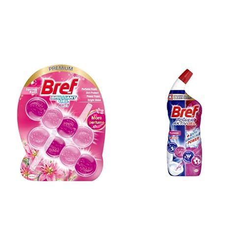 Bref WC Brilliant Tuvalet Temizleme Jel Çiçek Kokulu 2'li (2 x 42 g) ve Bref WC Power Aktiv Jel Çiçek Kokulu Tuvalet Temizleyici (1 x 700 ml)