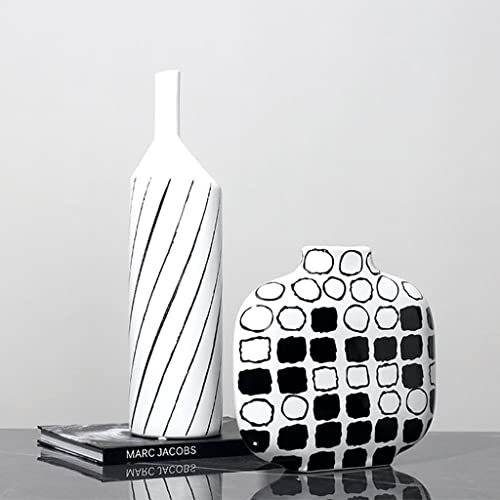 Vase céramique moderne géométrique 26cm fleur composition décoration - 4