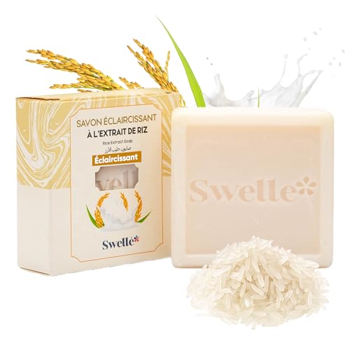 SWELLE Savon au Lait de Riz Bio Éclaircissant Visage Corps 100g | Anti-Âge Hydratant Naturel | Unifie le Teint Réduit Taches | Savon Solide Artisanal sans...