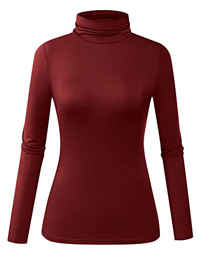 Image of Herou Womens Long Sleeve Turtleneck Slim Fitted Lightweight Casual Active Layer Tops Shirts