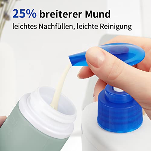 4 Stück 100ml Silikon Reiseflaschen Set mit Etiketten, Opret Auslaufsicher Nachfüllbare Leer Reisegröße Behälter Reiseflaschen zum befüllen Kosmetik Shampoo Flüssigkeiten, BPA-frei und TSA-Geprüft
