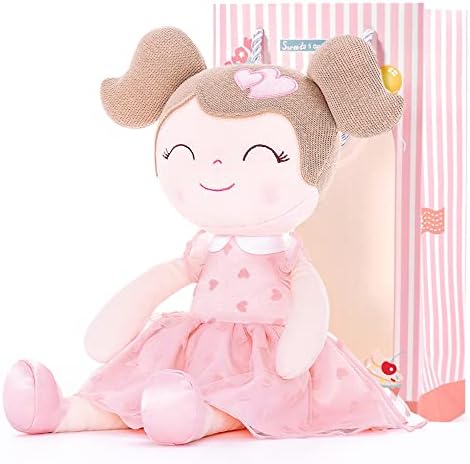 Gloveleya Baby Doll Baby Girl Gifts Soft Toy Plush Dolls Pink Flocking Heart Girl 16 Inches