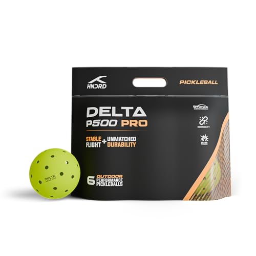 Image of Hundred Delta P500 Pro Pickleball Balls | Pack of 6 | USA Pickleball Approved | 40 Hole Design | Tournament Ball (Neon Yellow)