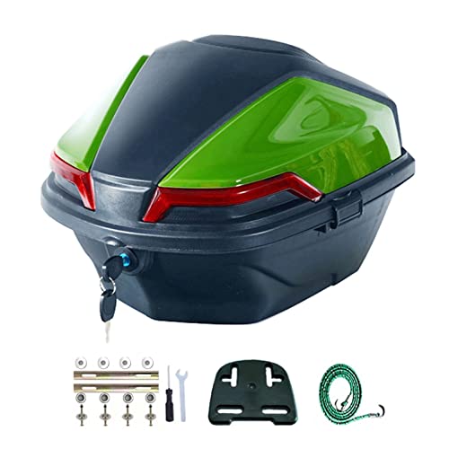 Coffre supérieur de moto étanche universel top case vert avec kit de fixation complet