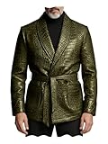 vombivn Men's Crocodile Pattern Leather Blazer Slim Fit...